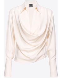 Pinko - Silk-blend Blouse With Draping - Lyst
