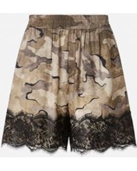 Pinko - Camouflage Shorts With Lace - Lyst