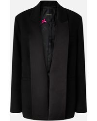 Pinko - Slub Fabric Jacket With Satin Lapels - Lyst