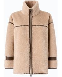 Pinko - Shearling-Effect Pea Coat With High Neck - Lyst