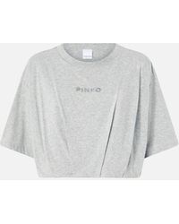 Pinko - Camiseta Corta Y Ancha Con Logotipo Bordado - Lyst