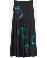 Pinko - Long Satin Skirt With Floral Print - Lyst