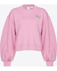 Pinko - Boxy Sweatshirt With Love Birds Embroidery - Lyst