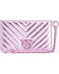 Pinko - Chevron-patterned Card Holder With Chain - Lyst