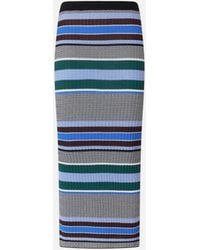 Pinko - Calf-Length Striped Knit Slim-Fit Skirt - Lyst
