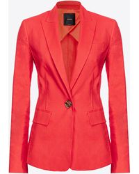 Pinko - Blazer monopetto lino stretch - Lyst