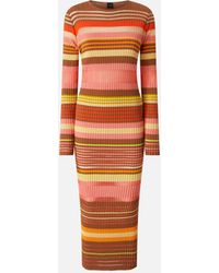 Pinko - Long Knit Dress With Coloured Stripes, Multicolour - Lyst