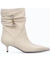 Pinko - Nappa Leather Ankle Boots With Gathered Leg Shaft And Logo - Lyst