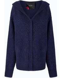 Pinko - Cardigan Aus Wollmix Mit Kapuze, Vollständig Mit Strasssteinen Besetzt - Lyst
