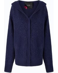Pinko - Fully Rhinestoned Wool-Blend Cardigan With Hood - Lyst