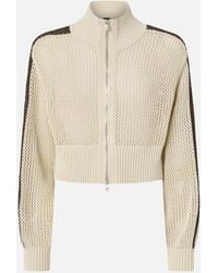 Pinko - Cropped Sweatshirt With Bands And Openwork - Lyst