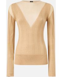 Pinko - Lightweight Ribbed Sweater With Sheer Details - Lyst