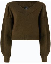 Pinko - Cropped Wool Sweater With Balloon Sleeves - Lyst