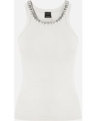 Pinko - Ribbed Top With Bejewelled Embellishment - Lyst