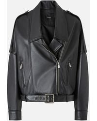 Pinko - Nappa Leather Biker Jacket With Belt - Lyst