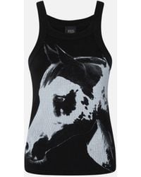 Pinko - Reimagine By X Patrick Mcdowell Ribbed Vest Top With Horse Print - Lyst