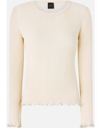 Pinko - Ribbed Sweater With Jewel Edges - Lyst