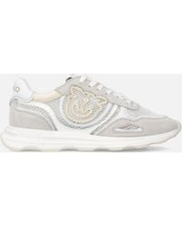 Pinko - Mesh And Suede Sneakers With Love Birds Logo - Lyst