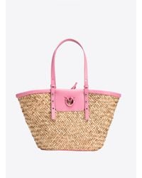 Pinko - Love Summer Bucket Bag In Raffia - Lyst