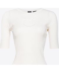 Pinko - Ribbed Sweater With Transparent Love Birds Logo - Lyst