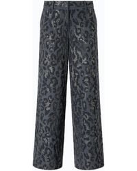Pinko - Wide Leg Trousers With Animal Print And Micro-Strass - Lyst