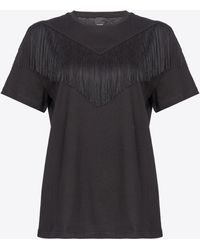 Pinko - T-shirt With Fine Fringing - Lyst