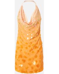 Pinko - Rückenfreies Minikleid Mit Nuancierung Und Pailletten, /Gelb - Lyst