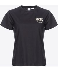 Pinko - T-shirt With Mini Embroidered Love Birds Logo - Lyst