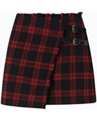 Pinko - Wrap Mini Skirt With Check Pattern - Lyst