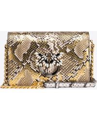 Pinko - Galleria Mini Love Bag Click In Laminated Reptile Skin - Lyst