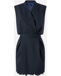 Pinko - Sleeveless Short Dress In Pinstripe Poly Wool - Lyst