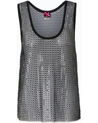 Pinko - Mesh-Effect Vest Top With Rhinestones - Lyst