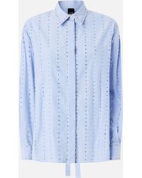 Pinko - Striped Shirt With Jewel Embellishment - Lyst