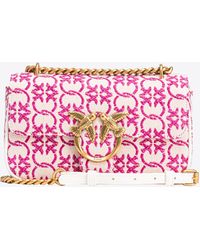 Pinko - Mini Love Bag With Shoulder Strap And Jacquard Logo - Lyst