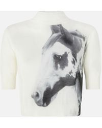 Pinko - Pullover Mit Halblangen Ärmeln Und Print Pferd Reimagine X Patrick Mcdowell, Weiß/Grau/Schwarz - Lyst