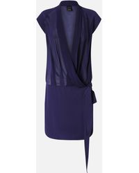 Pinko - Short Wrap Dress With Sheer Details - Lyst