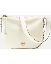 Pinko - Small Leather Hobo Shoulder Bag With Zip - Lyst
