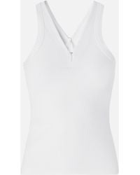 Pinko - Rib-Knit Tank Top With V-Neck And Logo - Lyst