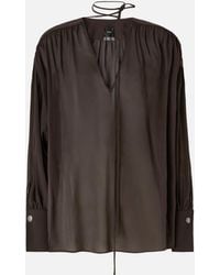Pinko - Blouse Froncée À Col V - Lyst