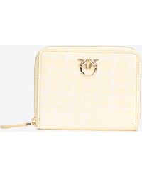 Pinko - Galleria Square Zip-around Wallet In Shiny Croc-print Leather - Lyst