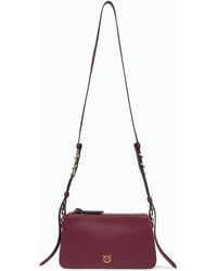 Pinko - Leather Mini Double Bag With Shoulder Strap - Lyst