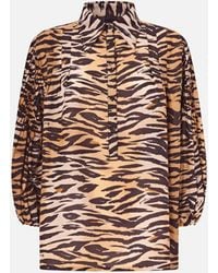 Pinko - Cotton And Silk Blouse With Animal Print - Lyst