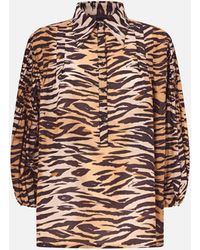 Pinko - Cotton And Silk Blouse With Animal Print - Lyst