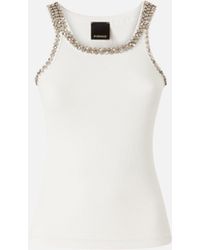 Pinko - Top De Canalé Con Bordados De Pedrería - Lyst