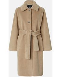 Pinko - Short Fur-effect Coat With Belt - Lyst