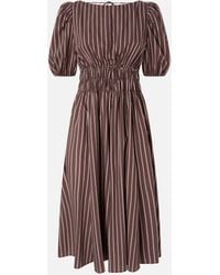 Pinko - Striped Midi Dress With Open Back - Lyst