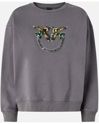 Pinko - Sweatshirt With Love Birds Jewel Maxi Embroidery - Lyst