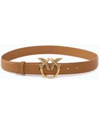 Pinko - 3 Cm Leather Belt With Love Birds Buckle - Lyst
