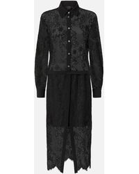 Pinko - Midi Dress In Rebrodé Lace With Long Sleeves - Lyst