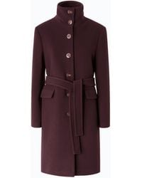 Pinko - Wool-Blend Coat With High Neck And Belt - Lyst